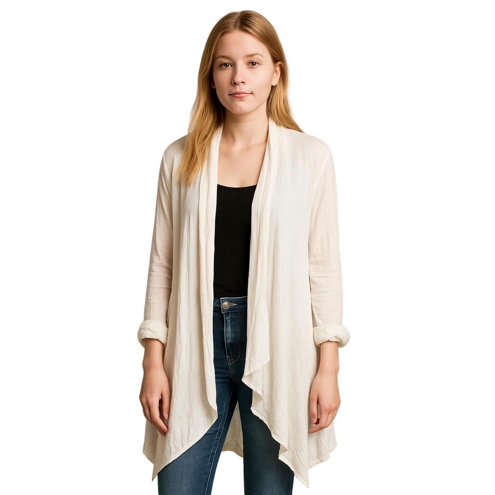 LANE BRYANT WHITE Open-Front Fit & Flare Overpiece